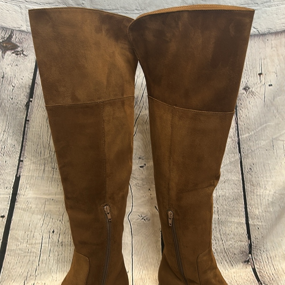 J. Crew Troy Brown Faux Suede Brown Over-the-Knee Boots Size 7.5 - Picture 9 of 16